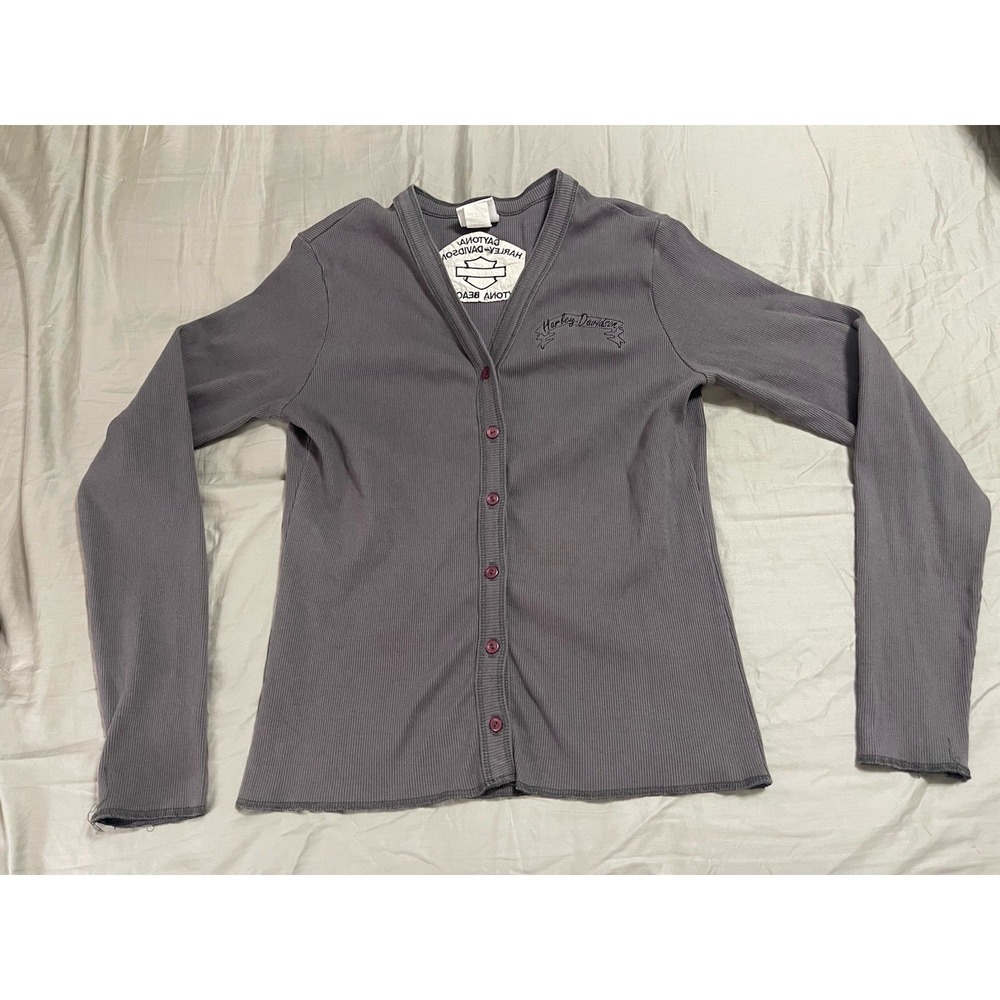 Harley-Davidson Women's Long Sleeve Button-Up V-Neck Embroidered Shirt Size XL